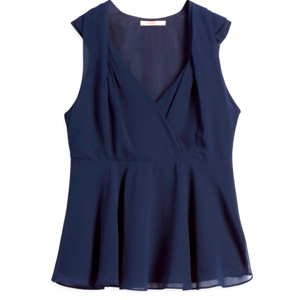 Skies are Blue Tesia Peplum Navy Blue, Sleeveless Blouse- XLP, NWT